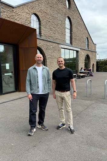 Tom Harber and Oscar De Mello outside The Sheds in Bristol