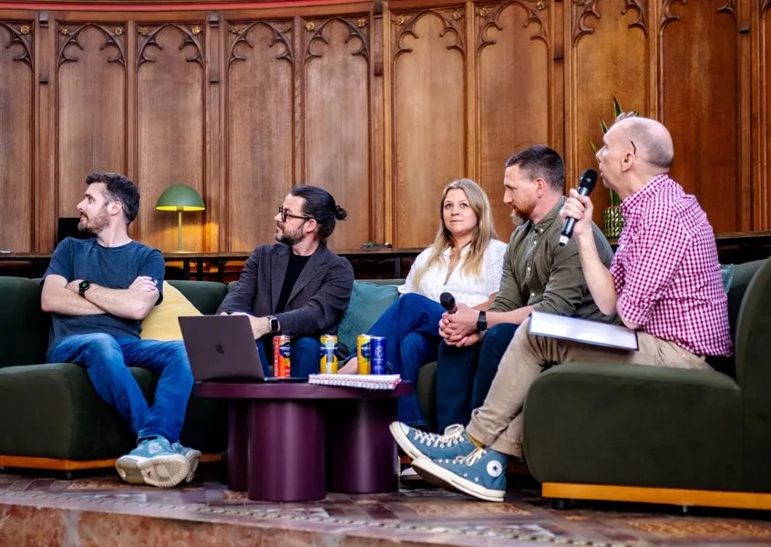 Scott Ewings and James Hobbs with other members of the panel at the Bath Digital Tech Festival