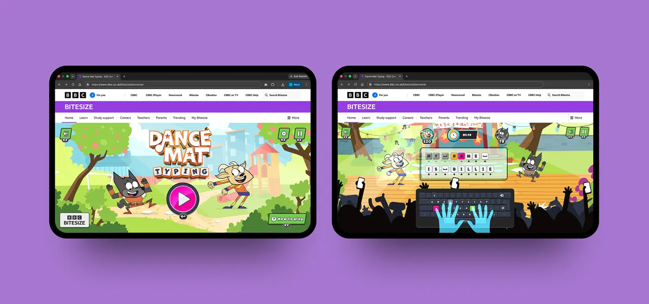 Dance Mat screens shown on tablet