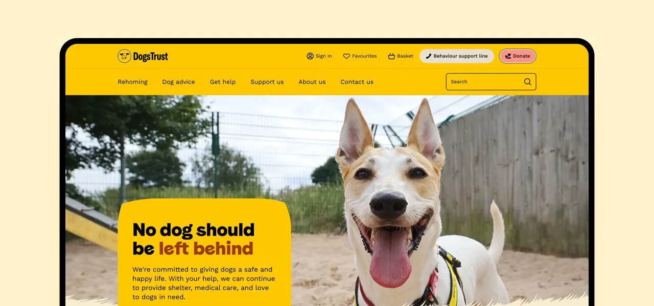 Dogs Trust website screen shot cropped
