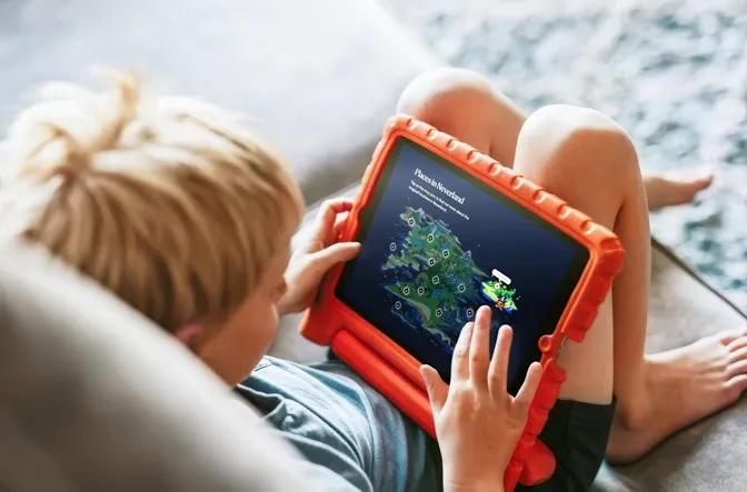 Child using the GOSH Map on a tablet