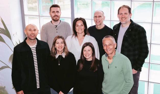 Aer leadership team photo - Tom, James, Sarah, Kate, Emily, Scott, Geoff and Jay