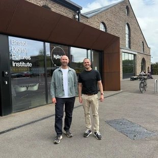 Tom Harber And Oscar De Mello outside The Sheds in Bristol