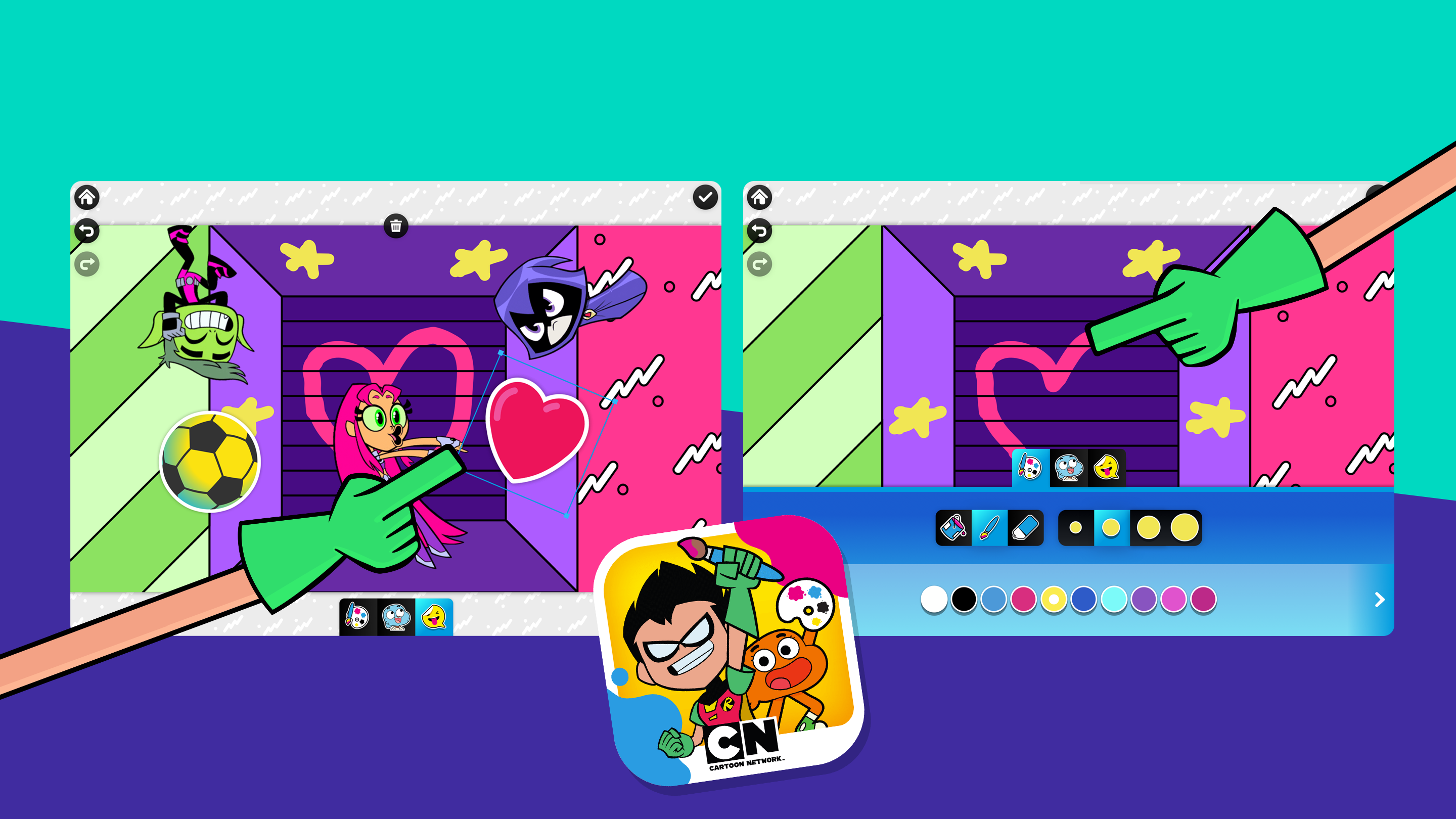 The cartoon network app being used