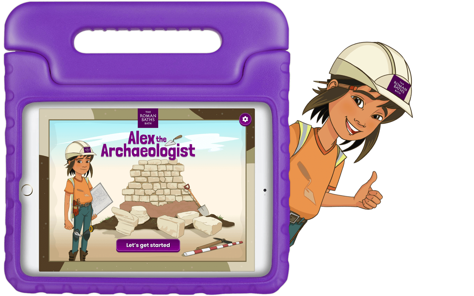 Alex the archeologist with a tablet