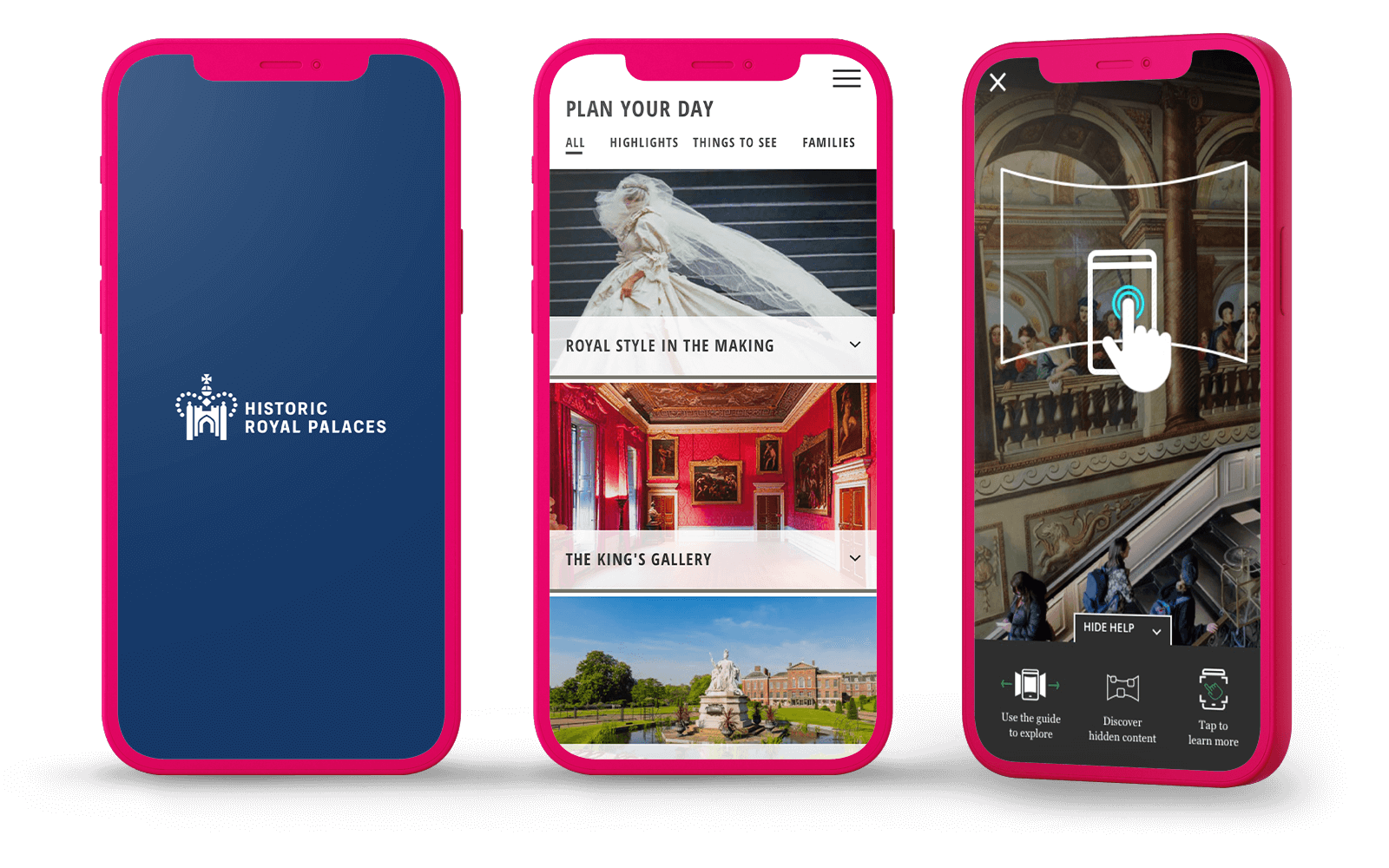 Historic Royal Palaces app on multiple phones