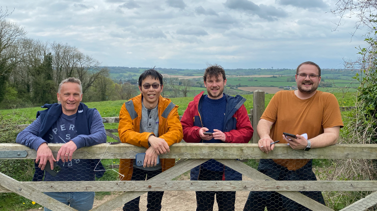 The team on a walk in the countryside.